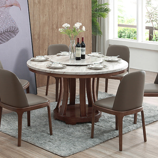 Sintered Stone Dining Table Modern White Convertible Furniture with Pedestal Base for Home