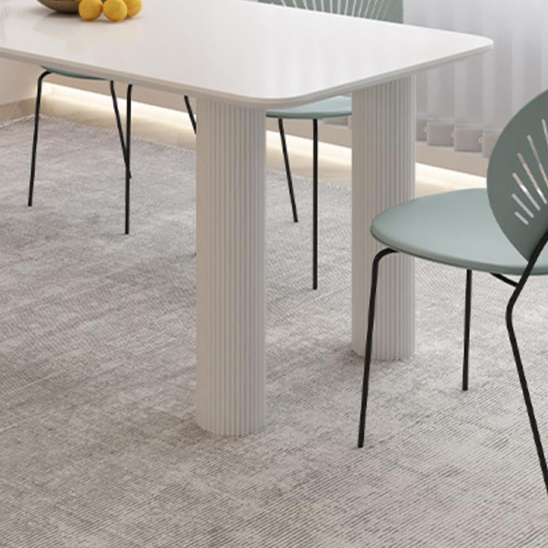 Modern Rectangle Dining Room Collection Stone and Wood Fixed Dinner Table