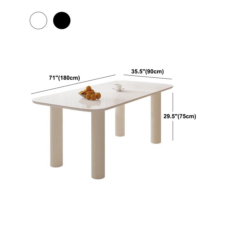 Modern Rectangle Dining Room Collection Stone and Wood Fixed Dinner Table