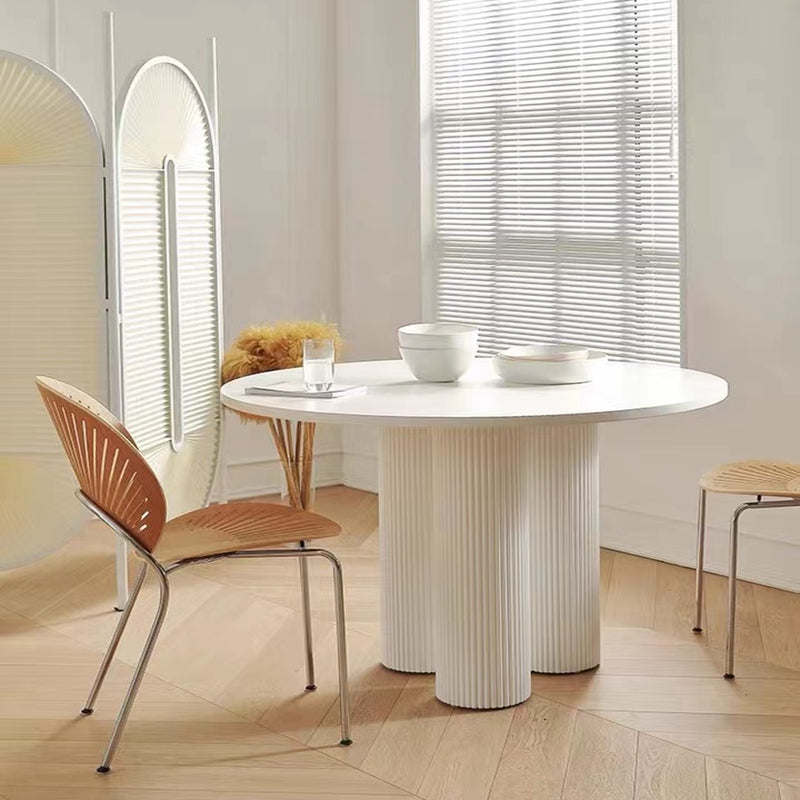 Round Dining Room Table Contemporary White Fixed Kitchen Table