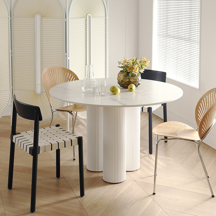 Round Dining Room Table Contemporary White Fixed Kitchen Table