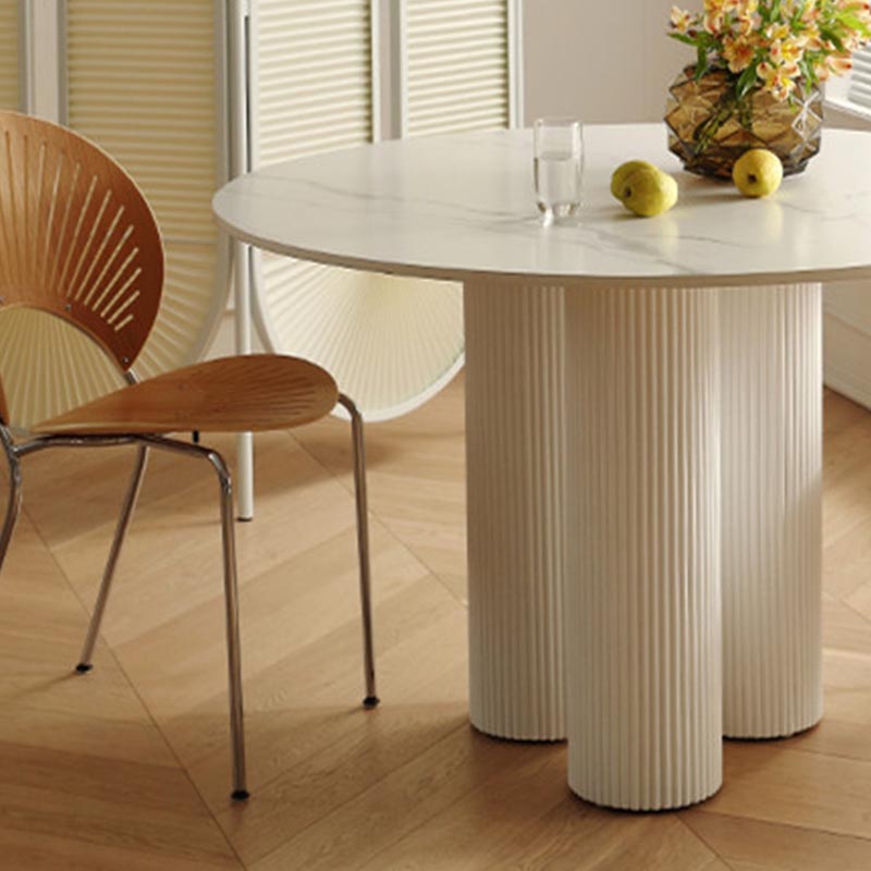 Round Dining Room Table Contemporary White Fixed Kitchen Table