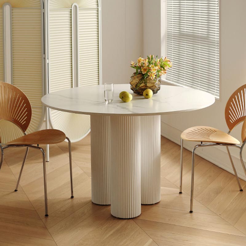 Round Dining Room Table Contemporary White Fixed Kitchen Table