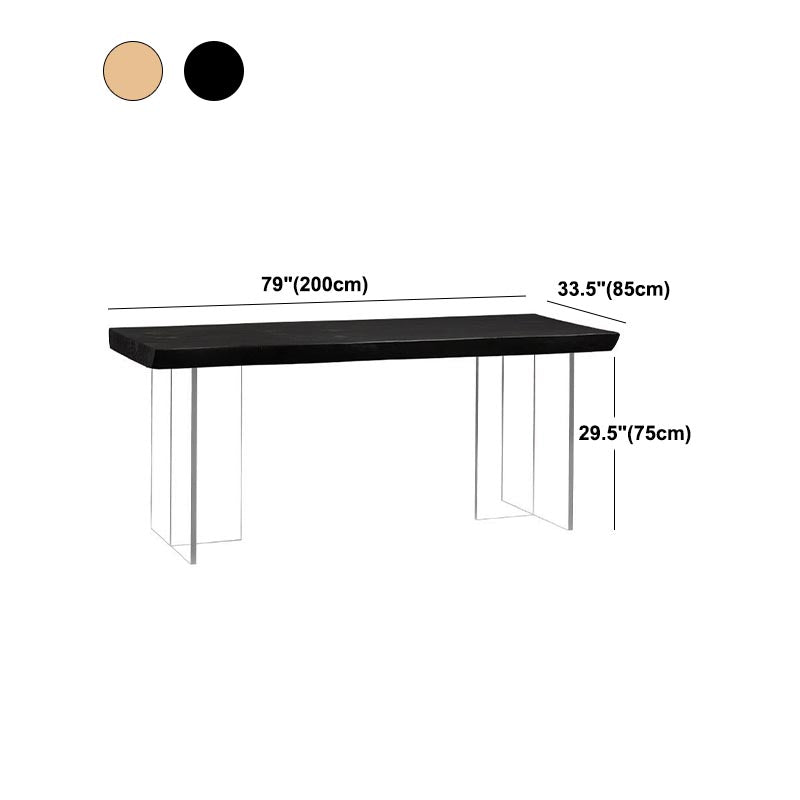 Acrylic Clear Double Pedestal Dining Table Modern Solid Wood Top Dinette Table