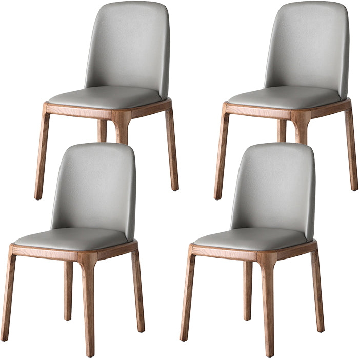 Scandinavian Armless Dining Chairs Ash Wood Frame Chair with Upholstered