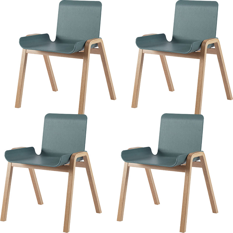 Contemporary Dining Plastic Chairs Armless Chair with Wood Legs for Home