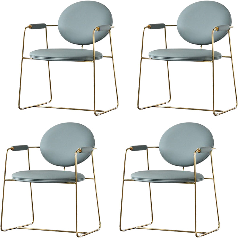 Oval Dining Arm Chair Faux Leather and Metal Dining Room Chair