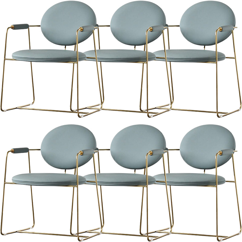 Oval Dining Arm Chair Faux Leather and Metal Dining Room Chair