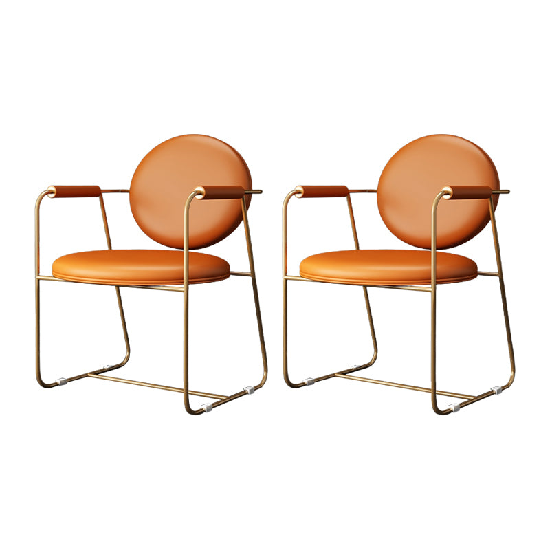 Oval Dining Arm Chair Faux Leather and Metal Dining Room Chair