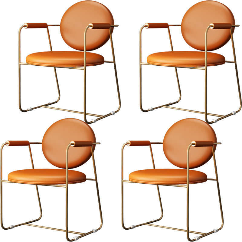 Oval Dining Arm Chair Faux Leather and Metal Dining Room Chair