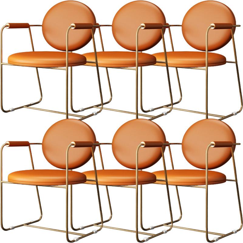 Oval Dining Arm Chair Faux Leather and Metal Dining Room Chair