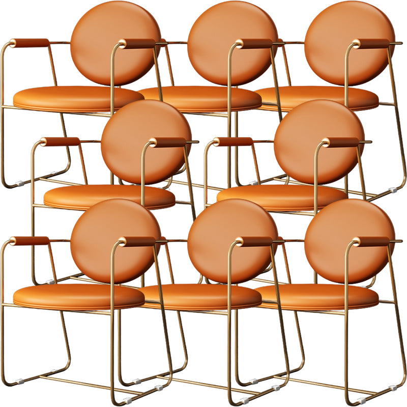 Oval Dining Arm Chair Faux Leather and Metal Dining Room Chair