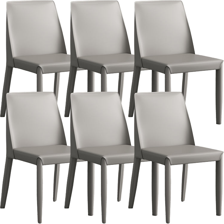 Faux Leather Armless Dining Chairs Contemporary Side Chair Set