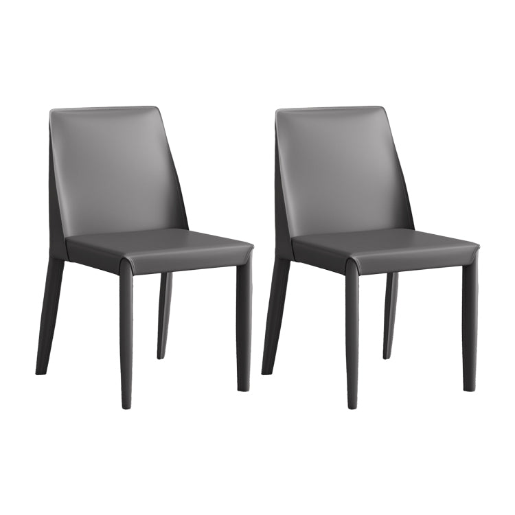 Faux Leather Armless Dining Chairs Contemporary Side Chair Set