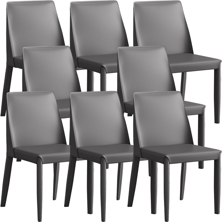 Faux Leather Armless Dining Chairs Contemporary Side Chair Set