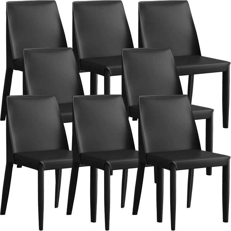 Faux Leather Armless Dining Chairs Contemporary Side Chair Set
