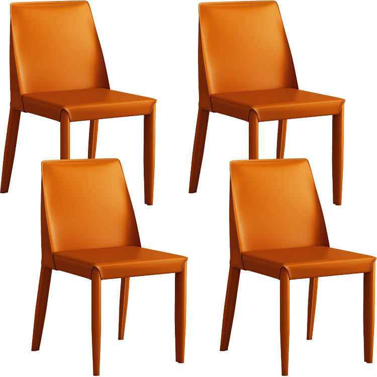 Faux Leather Armless Dining Chairs Contemporary Side Chair Set