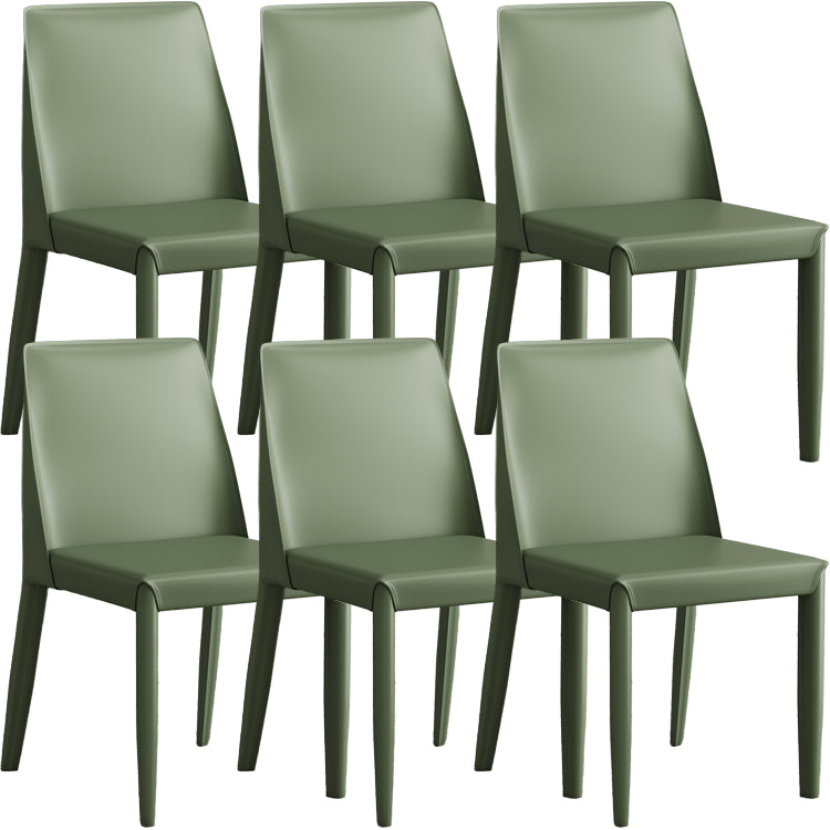 Faux Leather Armless Dining Chairs Contemporary Side Chair Set