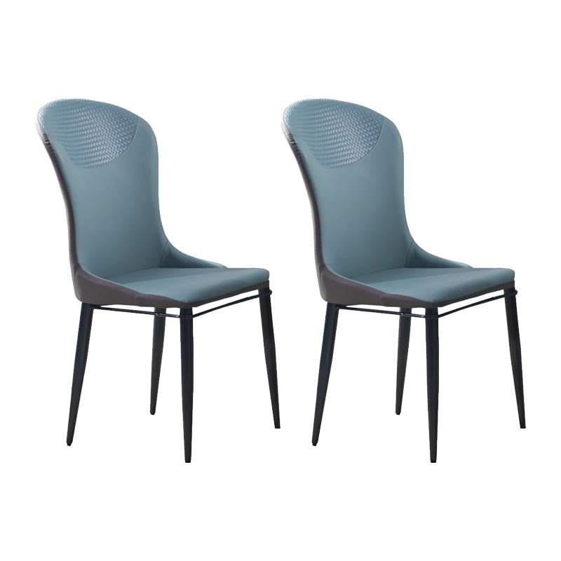 Beige and Blue Dining Chairs Contemporary Armless Dining Side Chair
