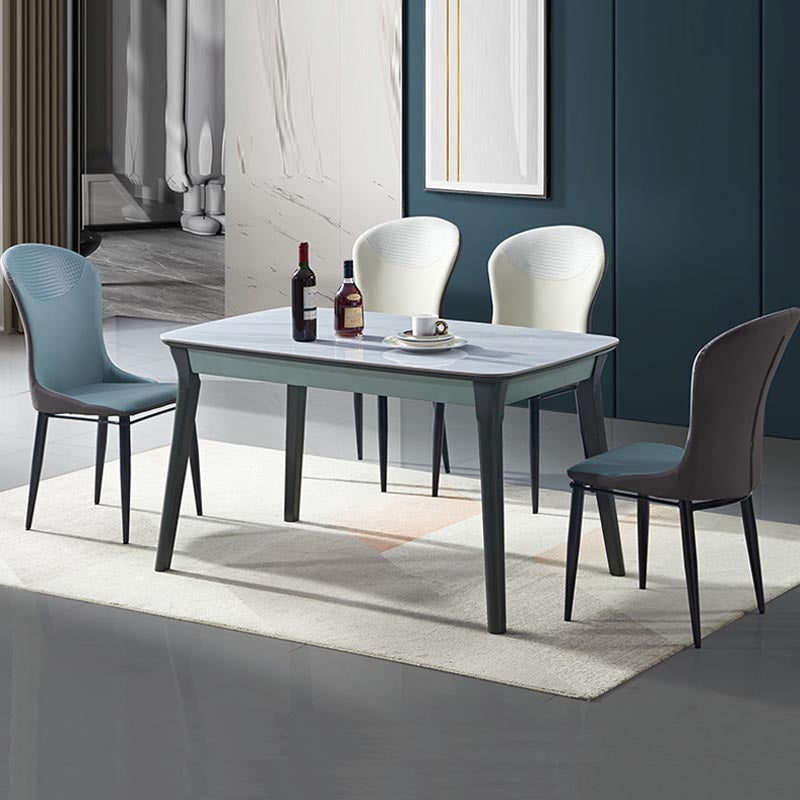 Beige and Blue Dining Chairs Contemporary Armless Dining Side Chair