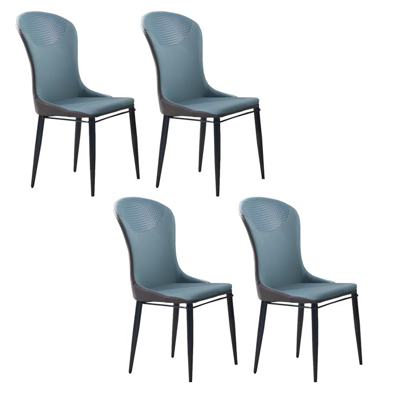Beige and Blue Dining Chairs Contemporary Armless Dining Side Chair