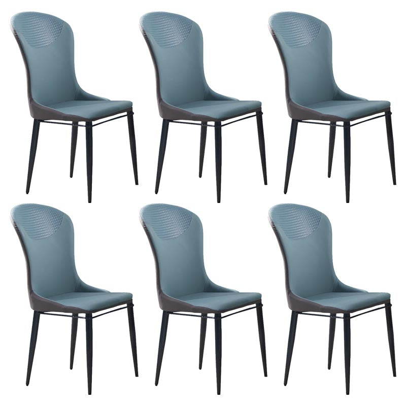 Beige and Blue Dining Chairs Contemporary Armless Dining Side Chair