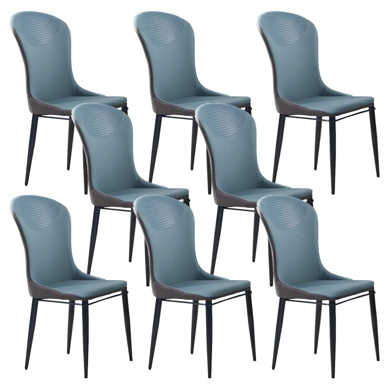 Beige and Blue Dining Chairs Contemporary Armless Dining Side Chair