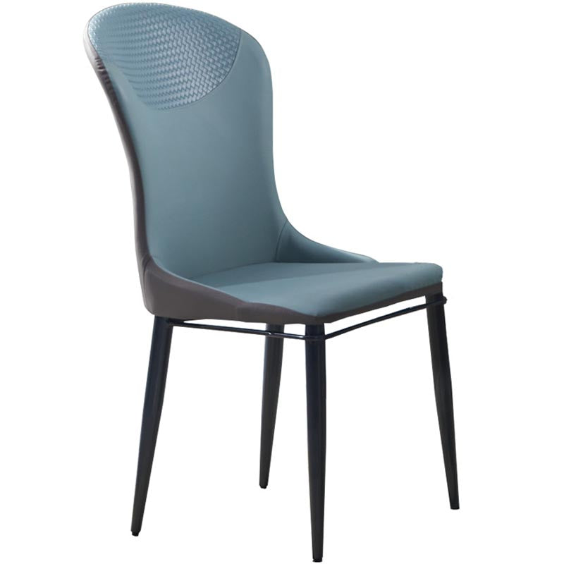 Beige and Blue Dining Chairs Contemporary Armless Dining Side Chair