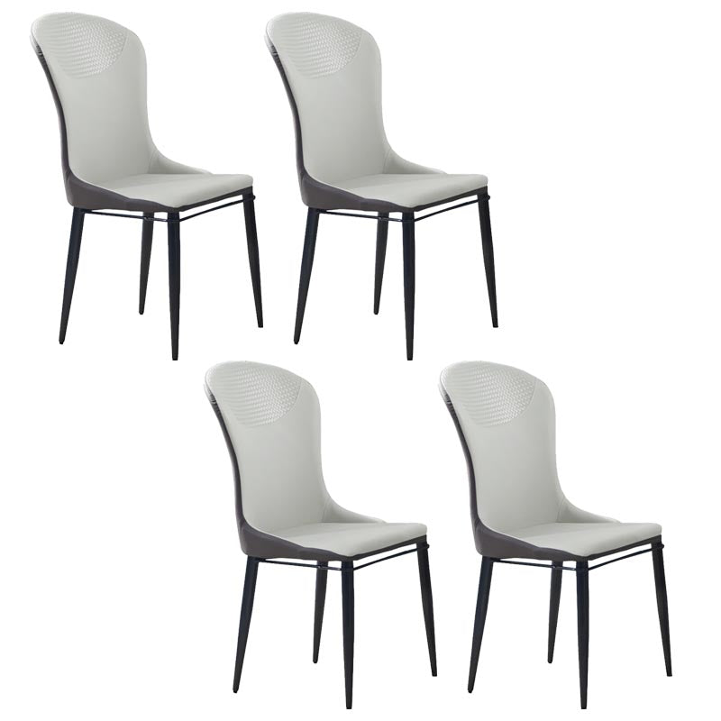 Beige and Blue Dining Chairs Contemporary Armless Dining Side Chair