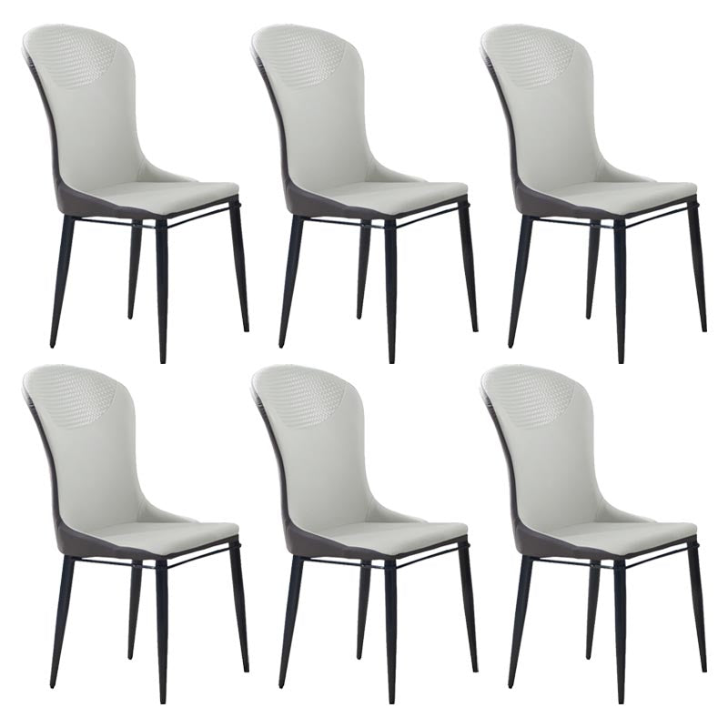 Beige and Blue Dining Chairs Contemporary Armless Dining Side Chair