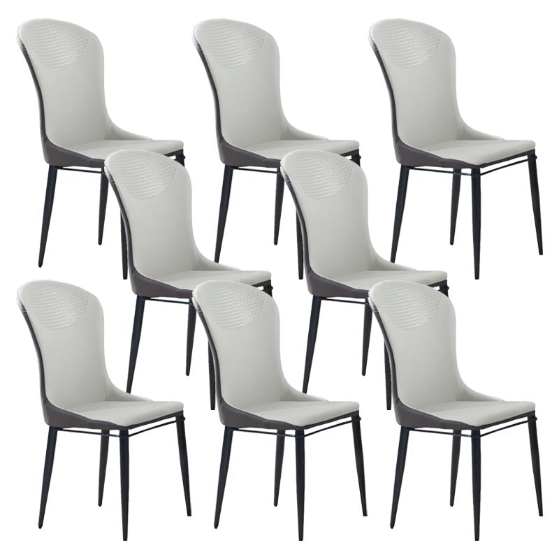 Beige and Blue Dining Chairs Contemporary Armless Dining Side Chair