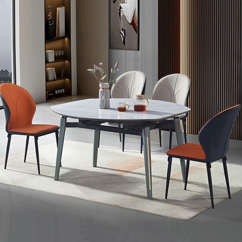 Beige and Blue Dining Chairs Contemporary Armless Dining Side Chair