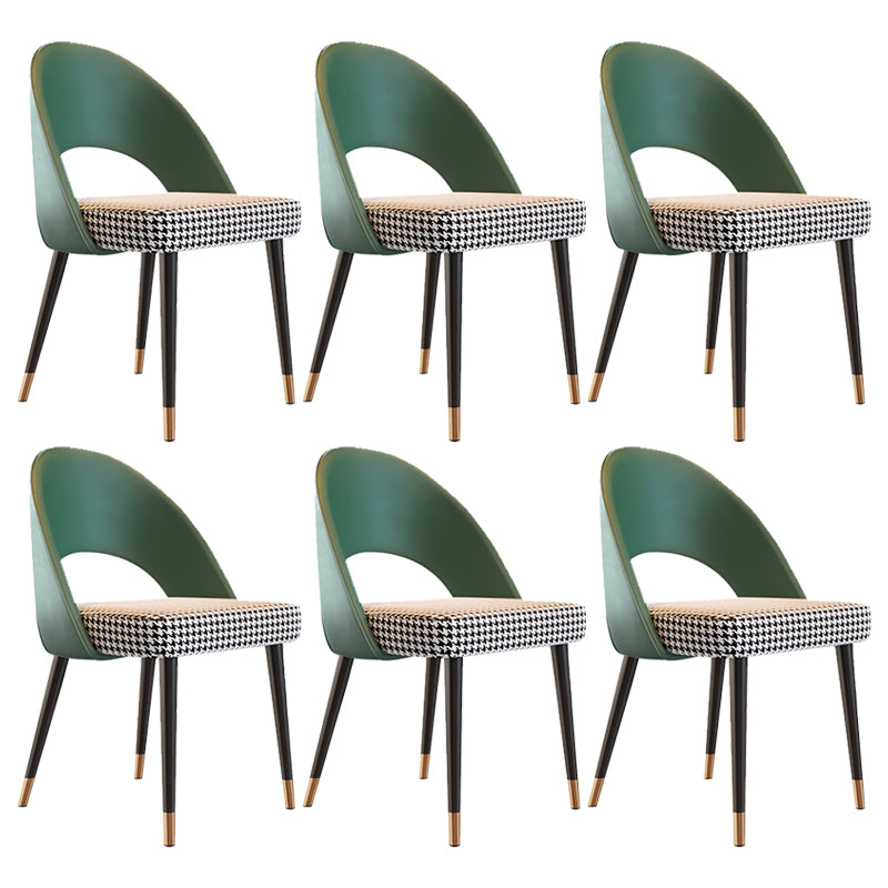 Glam Armless Dining Side Chair Black Metal Legs Open Back Dining Chairs