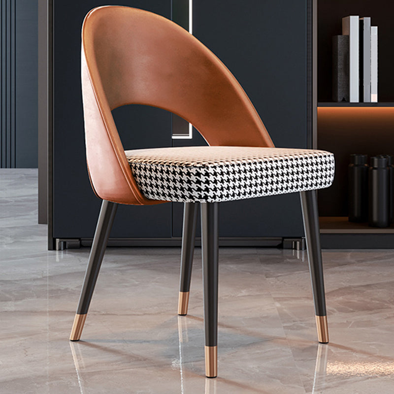 Glam Armless Dining Side Chair Black Metal Legs Open Back Dining Chairs