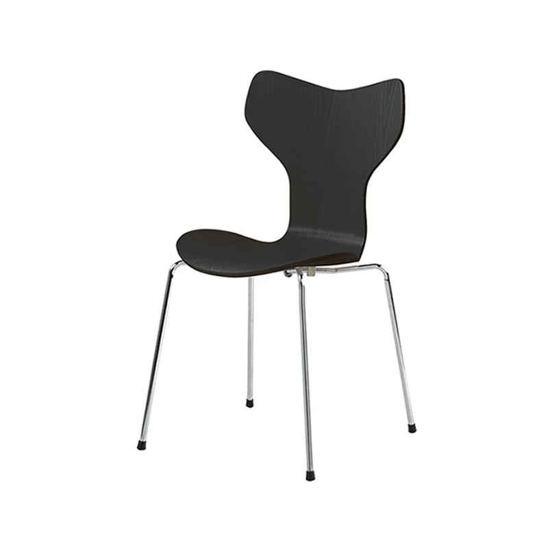 Silver Metal Legs Dining Side Chair Contemporary Wood Armless Dining Chairs