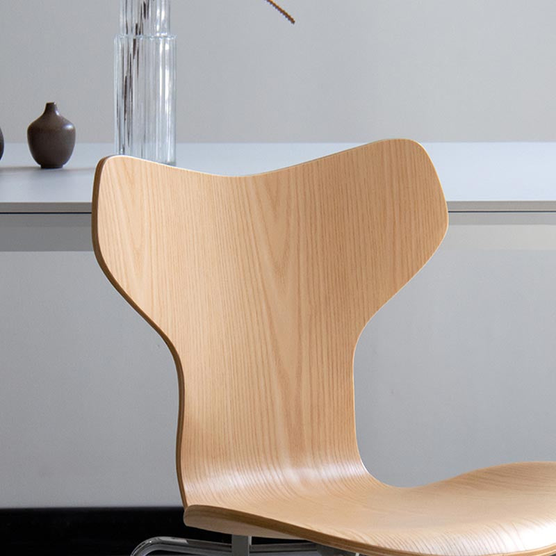 Silver Metal Legs Dining Side Chair Contemporary Wood Armless Dining Chairs