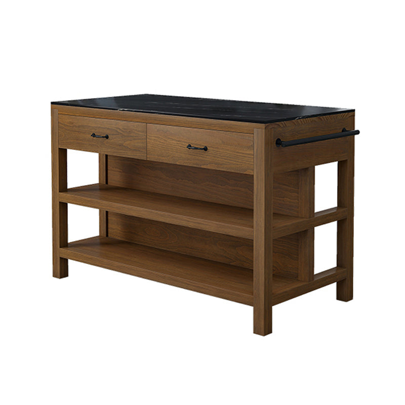 Contemporary Stationary Kitchen Island Set Wood Rectangular Kitchen Island Set