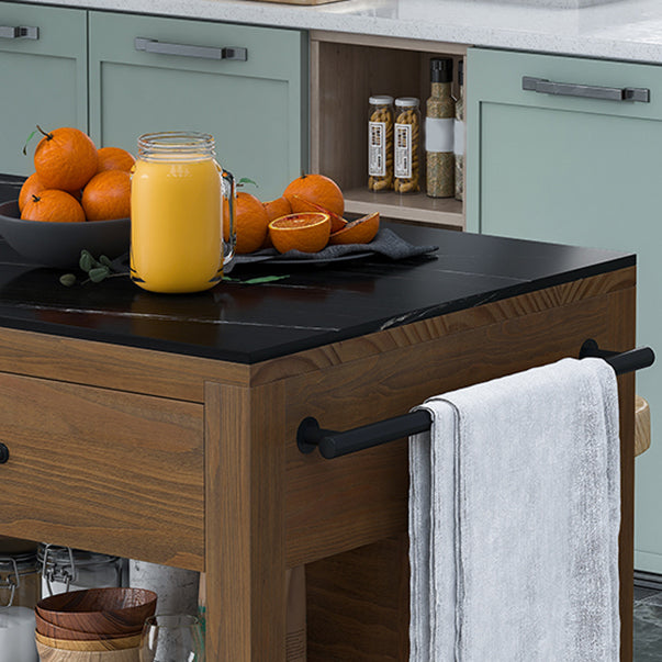 Contemporary Stationary Kitchen Island Set Wood Rectangular Kitchen Island Set