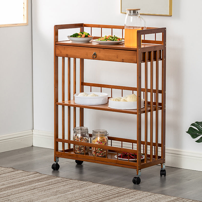 Contemporary Style Rolling Prep Table Wooden Prep Table for Restaurant