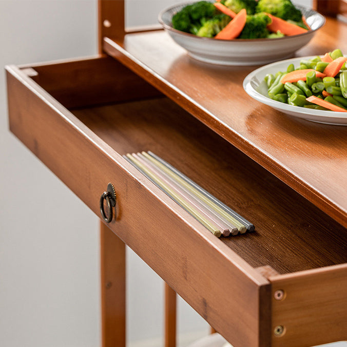 Contemporary Style Rolling Prep Table Wooden Prep Table for Restaurant