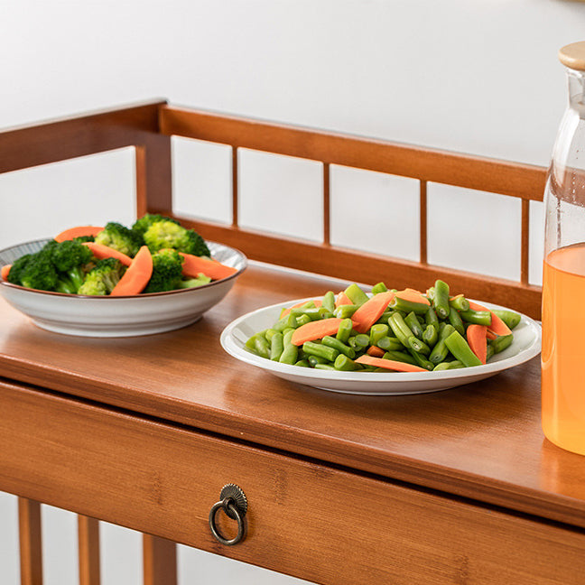 Contemporary Style Rolling Prep Table Wooden Prep Table for Restaurant