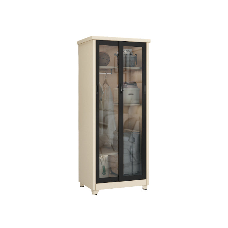 Contemporary Style 1-Door Wardrobe Glass Wardrobe Closet with Shelves