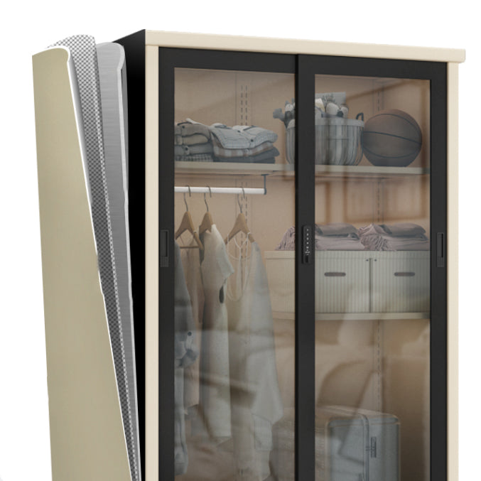 Contemporary Style 1-Door Wardrobe Glass Wardrobe Closet with Shelves