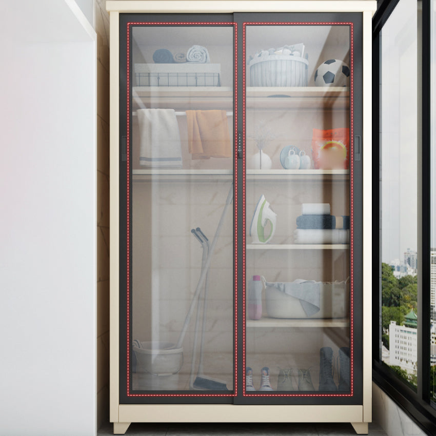 Contemporary Style 1-Door Wardrobe Glass Wardrobe Closet with Shelves