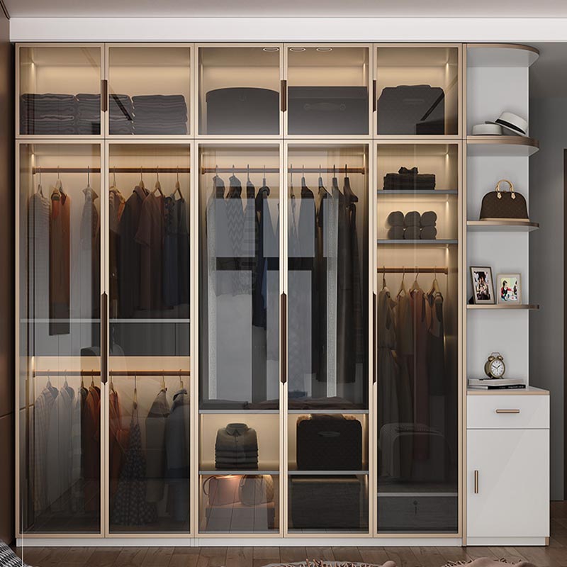 Modern Style Wardrobe White Color Wood Wardrobe Closet with Shelves