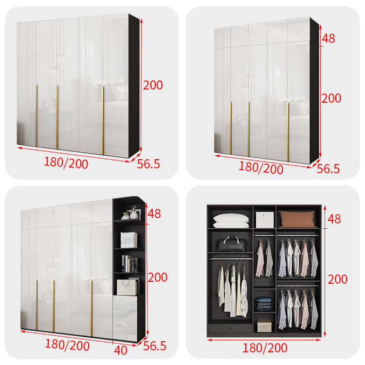 Engineered Wood Wardrobe Cabinet Hinged Modern Wardrobe Armoire