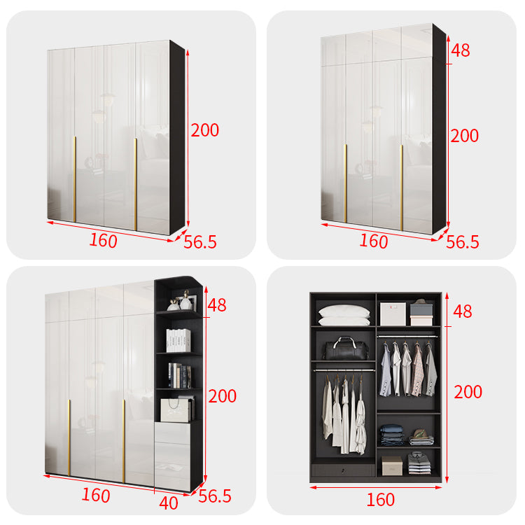 Engineered Wood Wardrobe Cabinet Hinged Modern Wardrobe Armoire