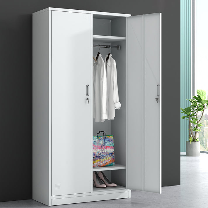 White Metal Cabinet for Bathroom Contemporary Storage Cabinet with Hinged Door