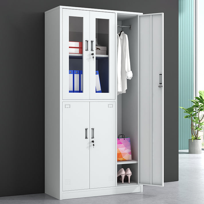 White Metal Cabinet for Bathroom Contemporary Storage Cabinet with Hinged Door
