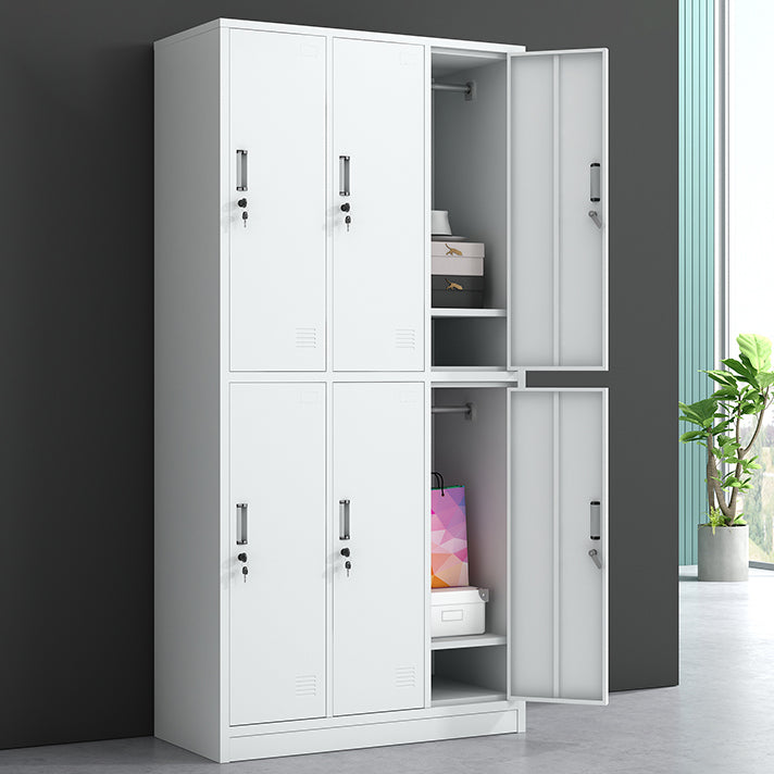 White Metal Cabinet for Bathroom Contemporary Storage Cabinet with Hinged Door